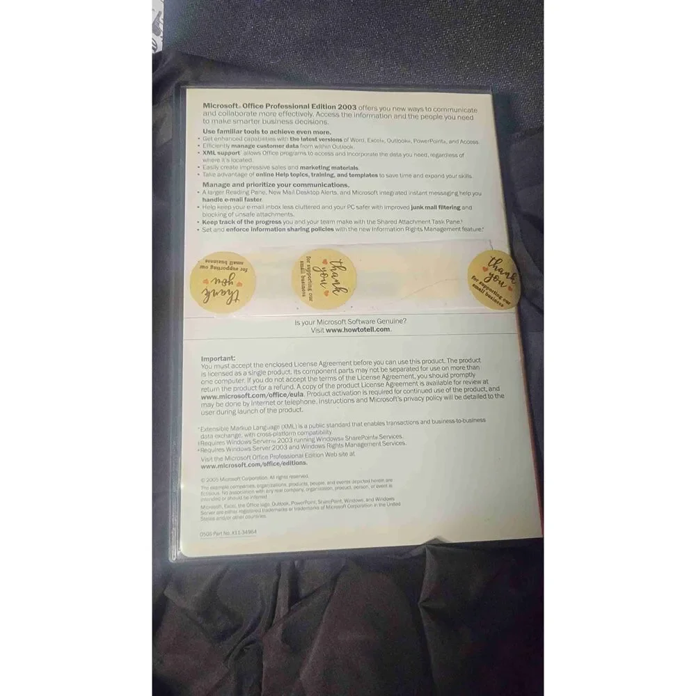Microsoft Office Professional Edition 2003 Software CD/guide book